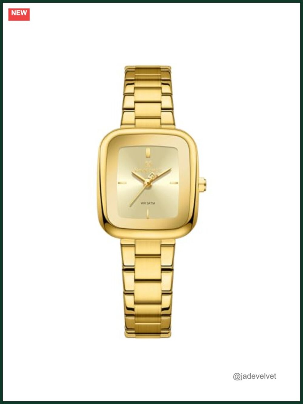 Vintage Square Quartz Watch with Stainless Steel Band, Waterproof Dress